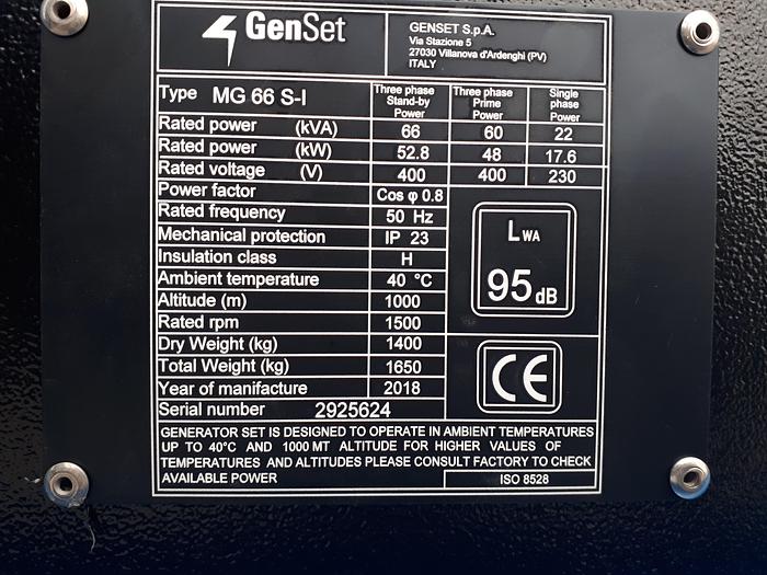 Used Genset MG 66S-I - Road Tow - Rental Spec