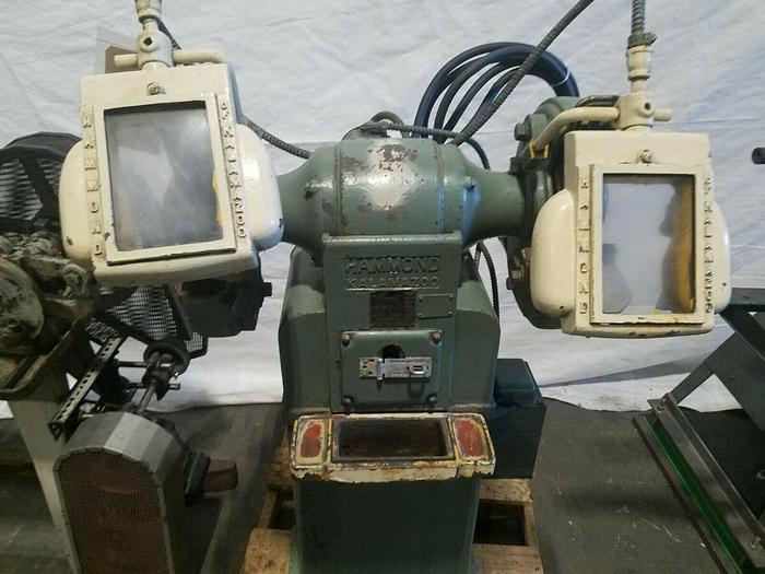 Used Hammond Pedestal Grinder with Built In Dust Collect Model ND-10 Double 8" Wheels