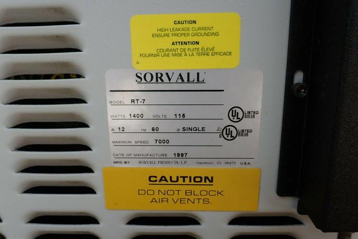 Used Sorvall RT-7 Refrigerated Centrifuge w/ RTH-750 Rotor & Buckets