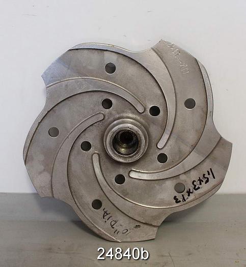 Used Goulds 3196 Impeller, Goulds 3196, 1.5X3X13, 6 Vane Impeller, 10" Diameter, Stainless Steel #24840