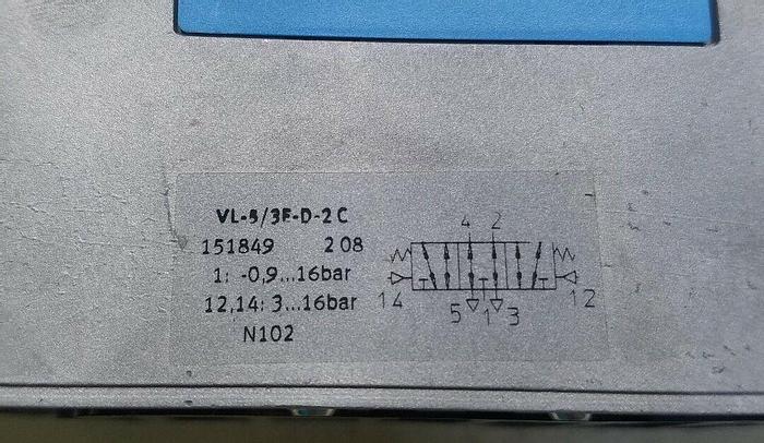 Used Festo VL-5/3E-D-2-C Pneumatic Valve 5/3Way - VL5/3ED2C (#216-KH)