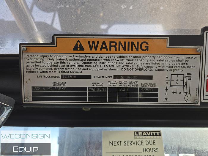 Used 2013 Taylor TX300 33,000LB Forklift