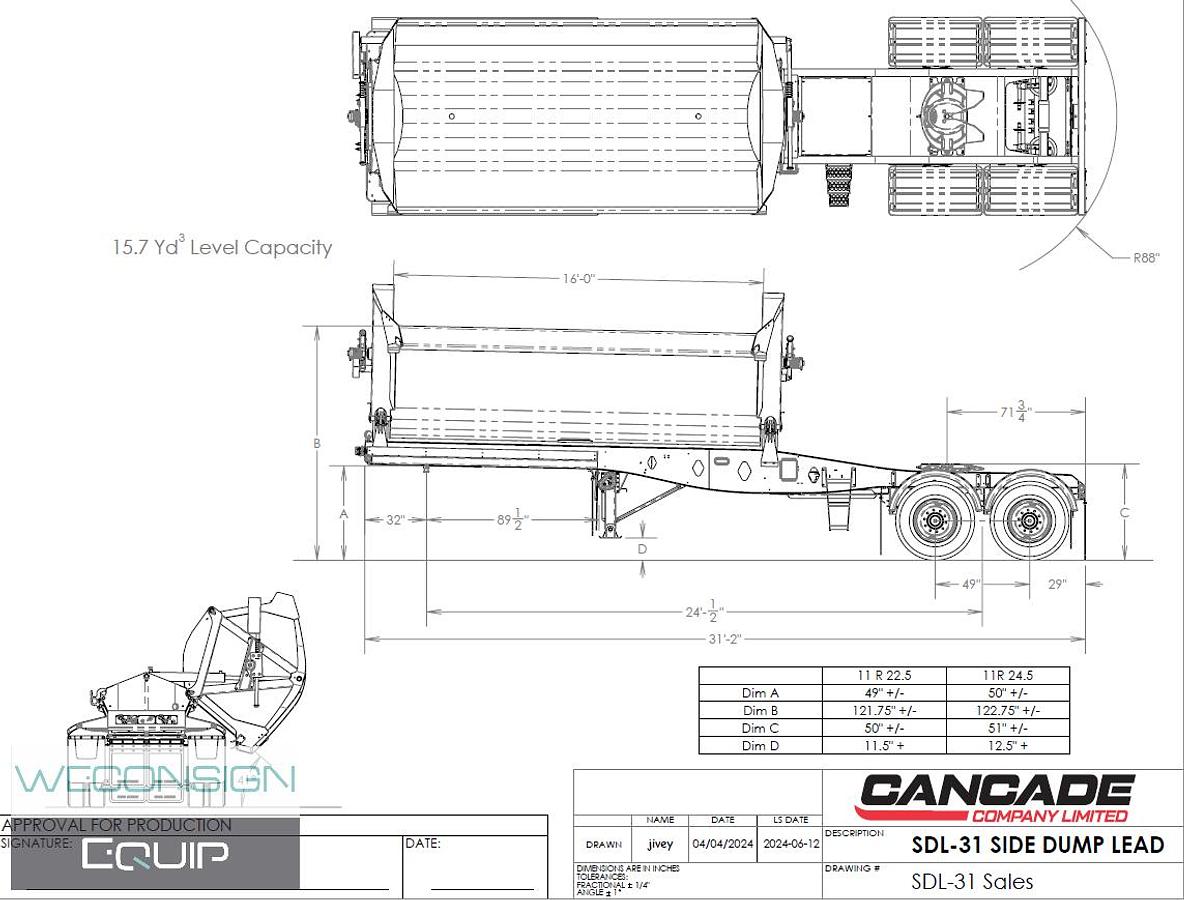 2027 Cancade Side Dump Lead