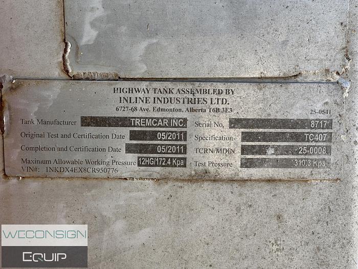 Used 2012 Kenworth T800 Tri-Drive TC407 Tank Truck - #02042