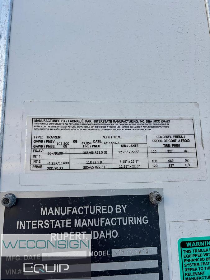 Used 2024 IMCO 51A102V150 Belt Trailer