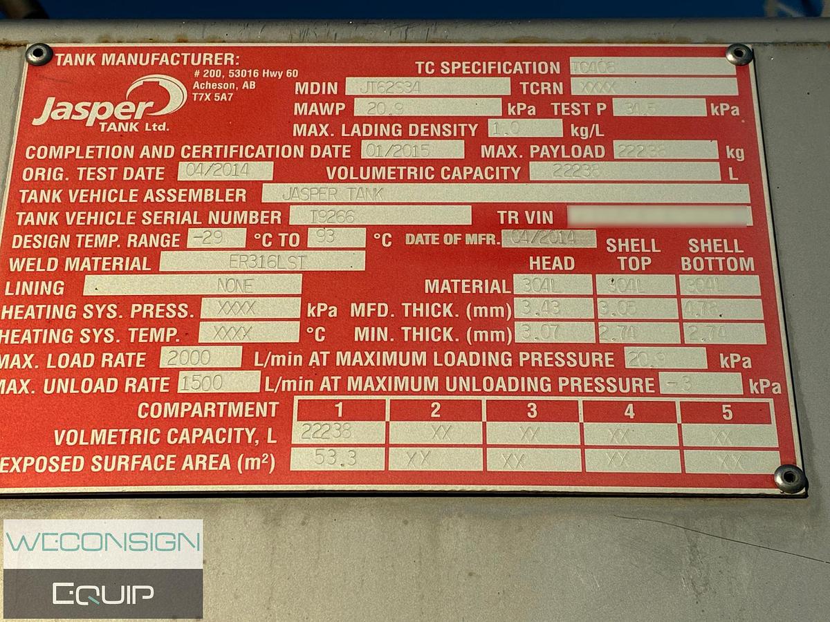 2015 Jasper Tanks 406 Crude Stiff Pole Trailer