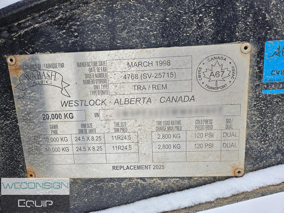 Used 1998 Wabash Tandem 16m3 Tanker Acid Trailer