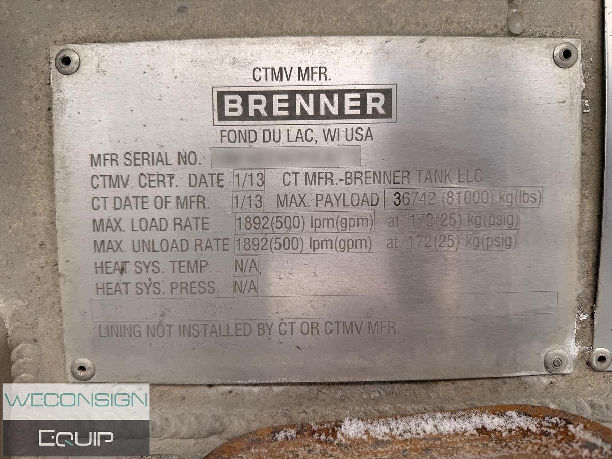 Used 2013 Brenner 42m3 Aluminum Tanker Trailer