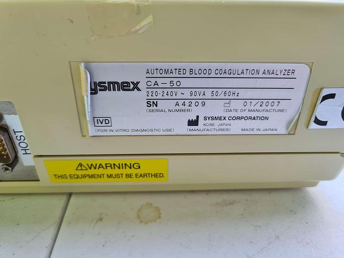 Used Sysmex CA-50 Automated blood coagulation analyzer