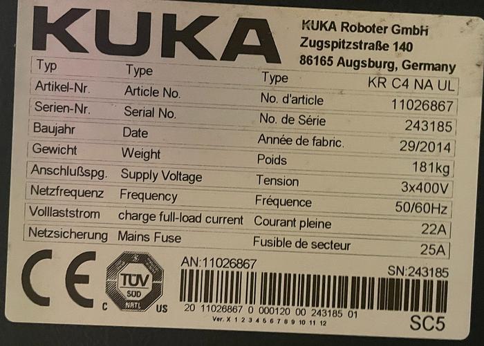 Used KUKA KR 16 L6-2 6 AXIS ROBOT 6KG X 1911MM H-REACH WITH KRC4 CONTROLLER