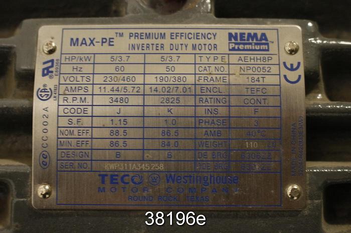 Unused Hauck TBA16-3-TX-3 Blower, With Teco 5Hp AC Motor #38196