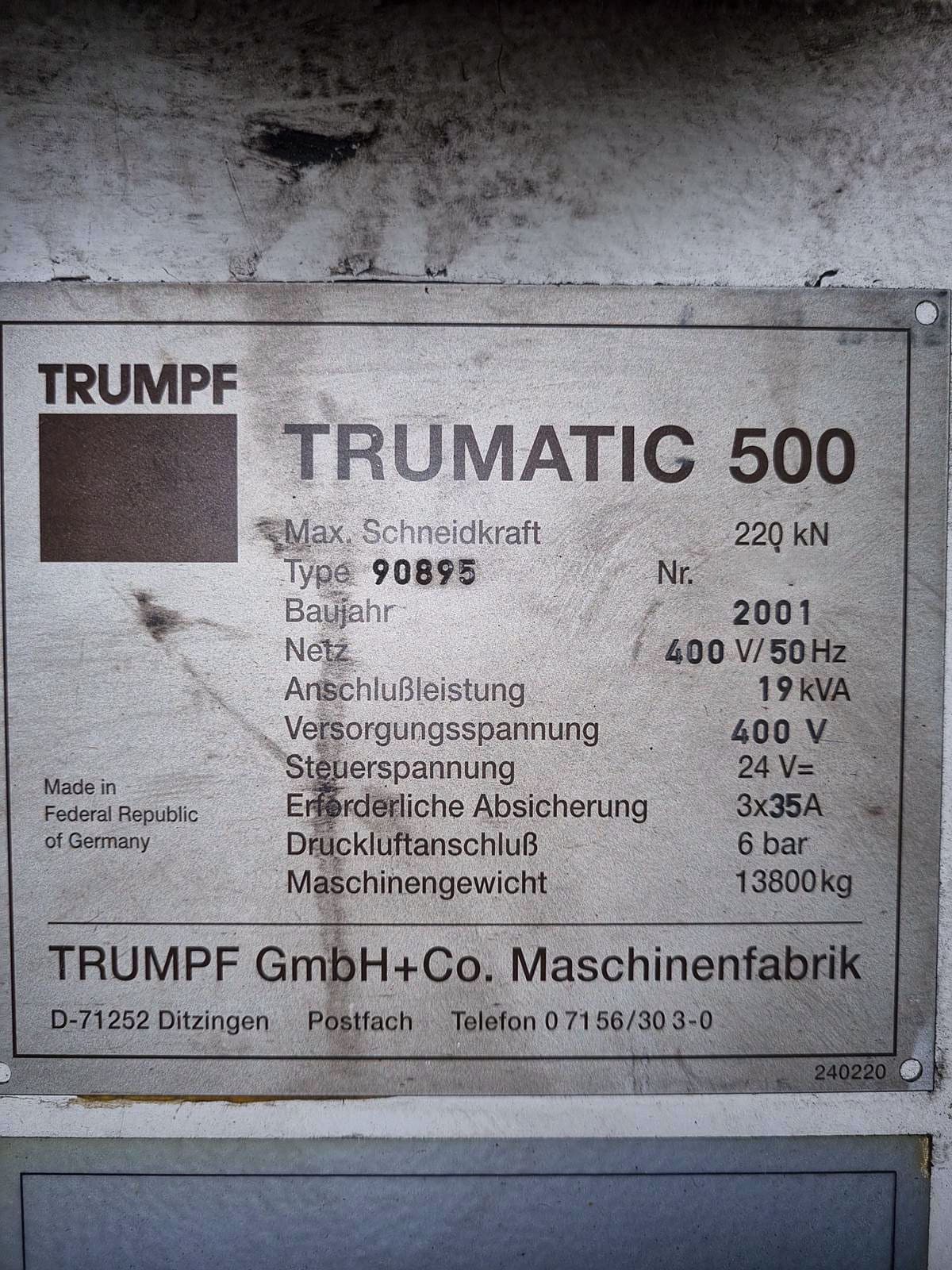 Used Trumatic 500R - Punching machine - 2001
