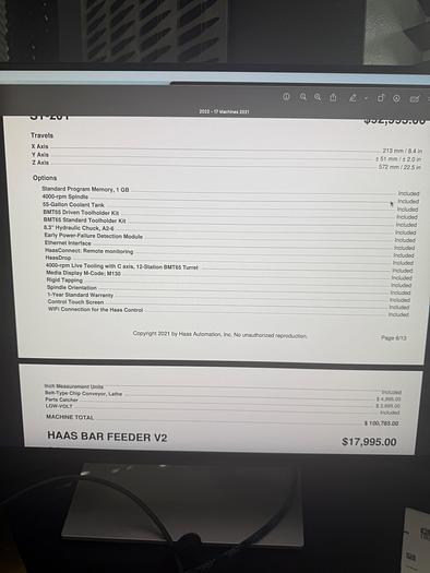 Used 2021 Haas ST-20Y CNC Turning Center with Y-Axis Milling
