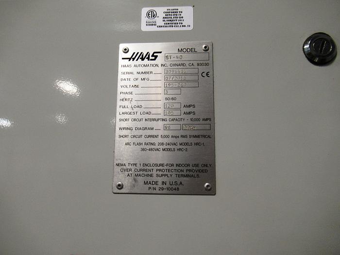 Used 2013 Haas ST-40 CNC Turning Center