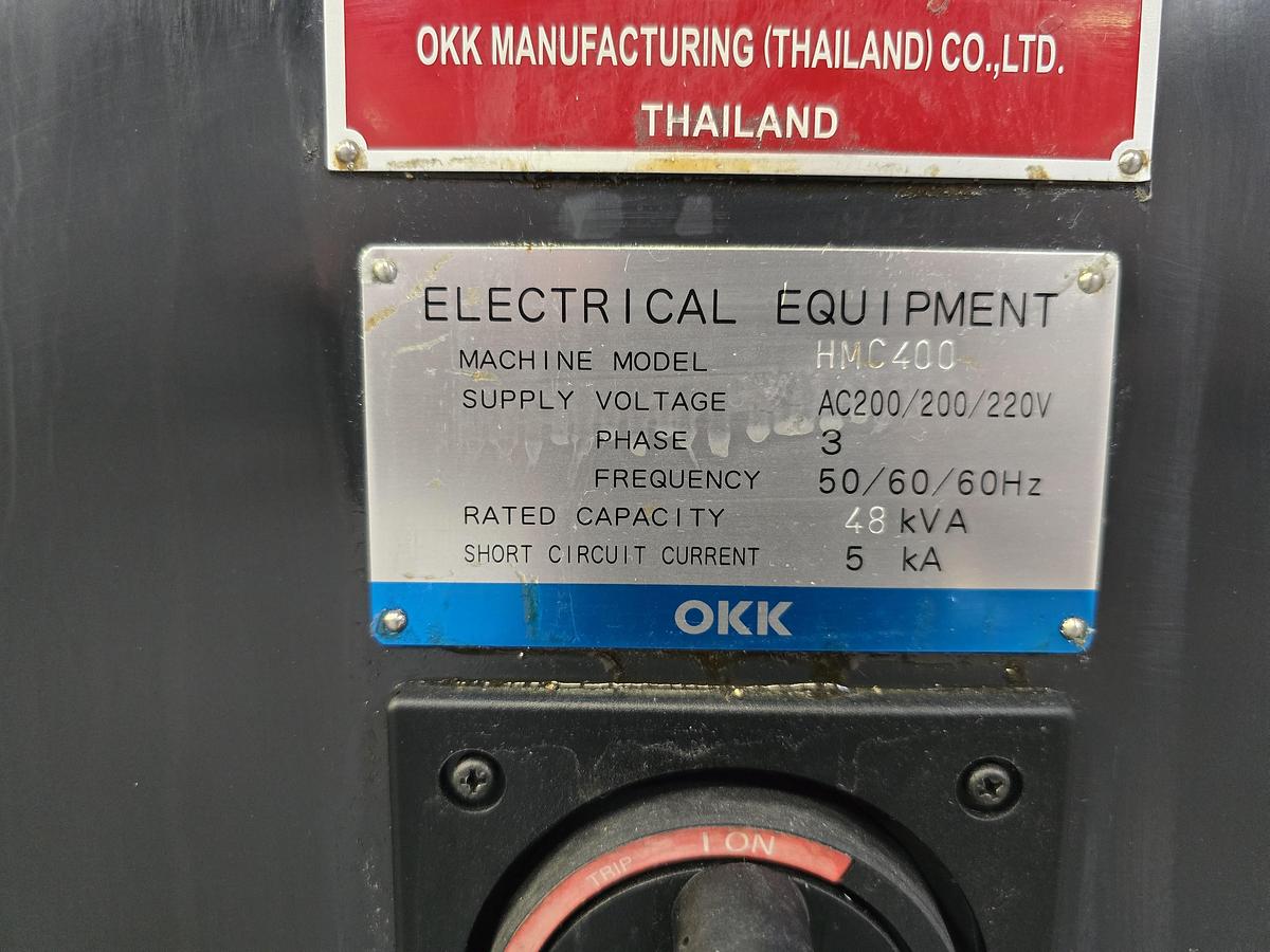 Used 2016 OKK HMC400 4-Axis CNC Horizontal Machining Center with Integrated FANUC 6-Axis Robotic Loading Cell