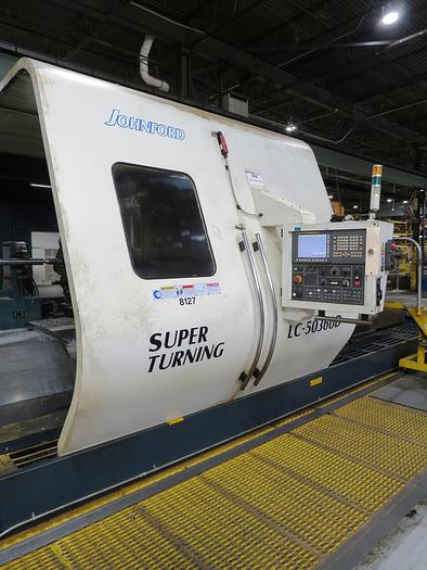 Used 2016 Johnford LC-50360D 50" x 354" HD CNC Flatbed Lathe with Y-Axis & Milling
