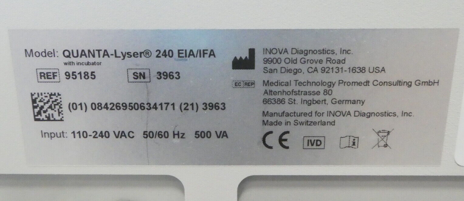 Used Inova Quanta-Lyser 240 EIA/IFA Robotic Workstation