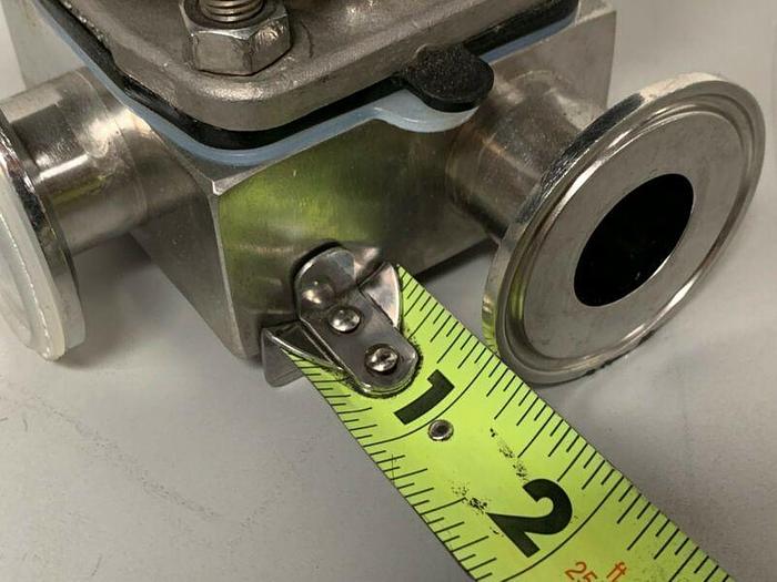 Used ITT Pure-Flo A209 3-way Stainless Steel Valve w/ 2" San Fit & Position Monitor