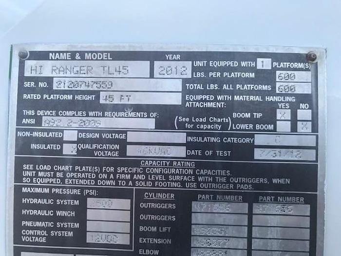 Used 2013 International 4300 Terex HiRanger TL45M 50ft Bucket Truck - C33083