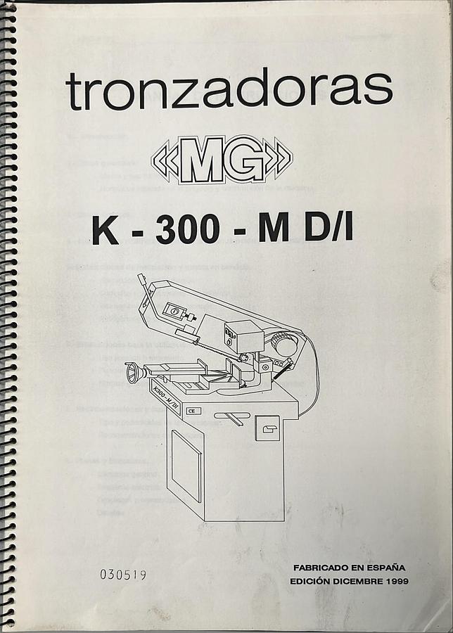 Usado Manual de Instrucciones Sierra de Cinta MG K-300-M D/I