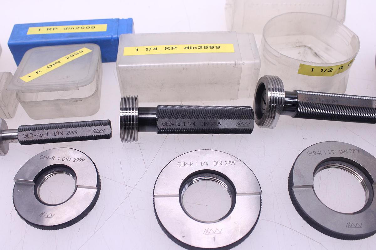 Usado Lote Calibre Anillo de Rosca + Tapón de Rosca DIN 2999