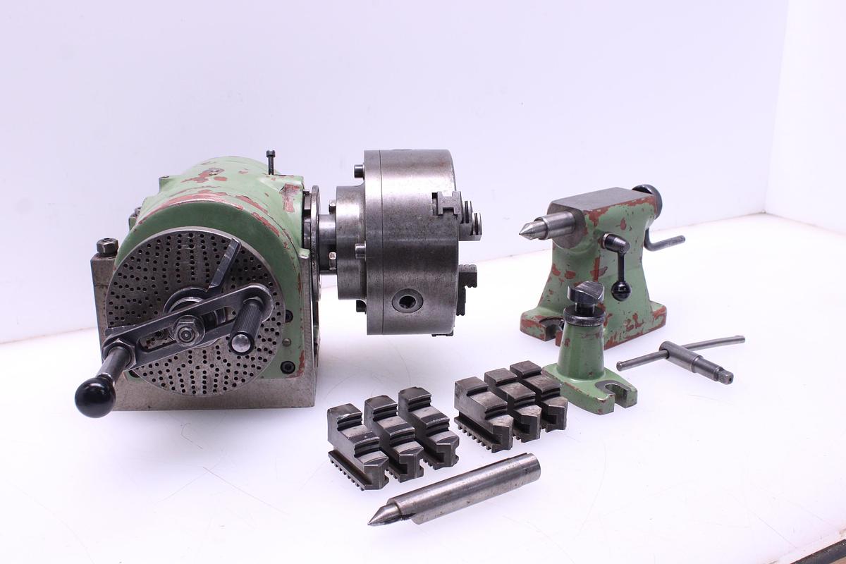 Usado Cabezal Divisor Zeatz con punto y plato 3 garras 200mm