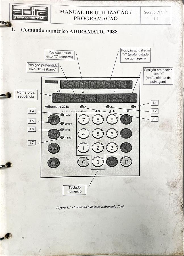 Usado Manual de Instrucciones Comando Numérico ADIRAMATIC 2088