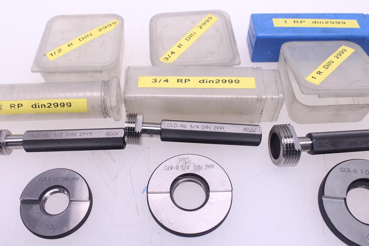 Usado Lote Calibre Anillo de Rosca + Tapón de Rosca DIN 2999