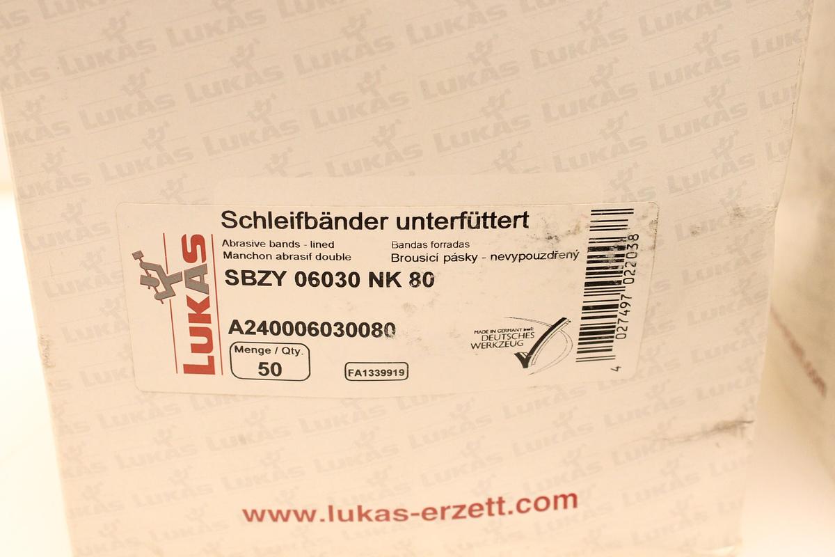 Usado Lote Cintas Abrasivas LUKAS-ERZETT SBZY 60x30mm Grano 80