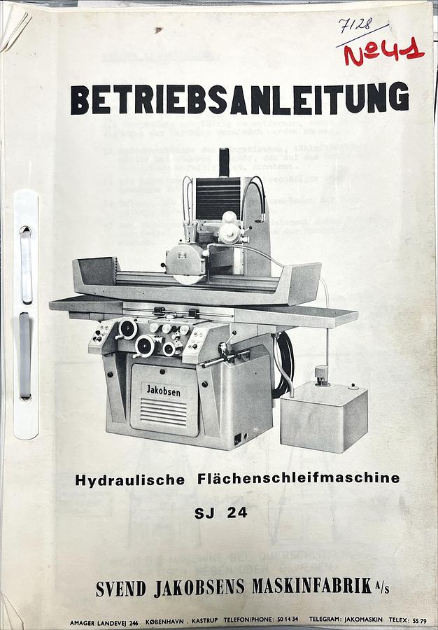 Usado Manual Instrucciones Rectificadora Tangencial Jakobsen SJ 24