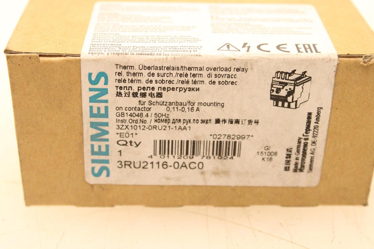 Usado Relé Térmico SIEMENS SIRIUS 3RU2116-0AC0