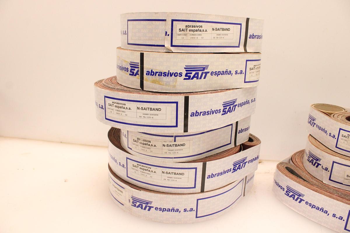 Usado Lote Abrasivos SAIT N-SAITBAND 2450x100 mm - 9 Paquetes