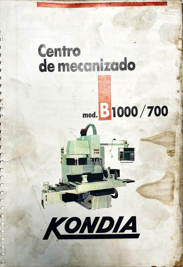 Usado Manual de Instrucciones Centro Mecanizado KONDIA B-1000