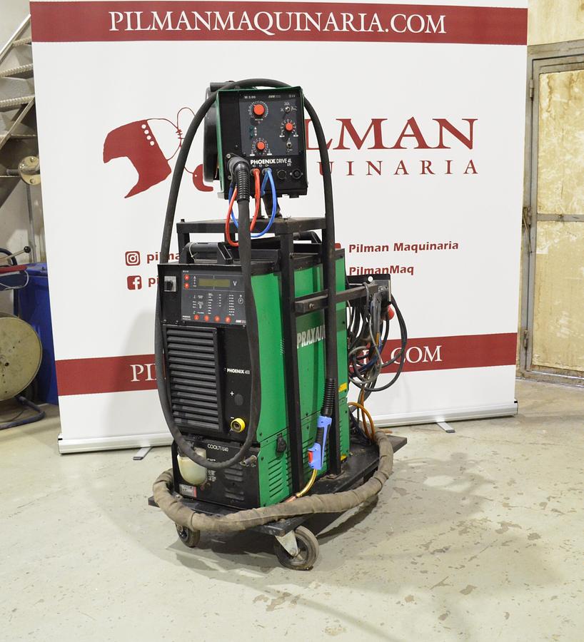 Usado Maquina soldar mig pulsada Praxair - Ewm Phoenix 400 con devanadera Phoenix Drive 4L