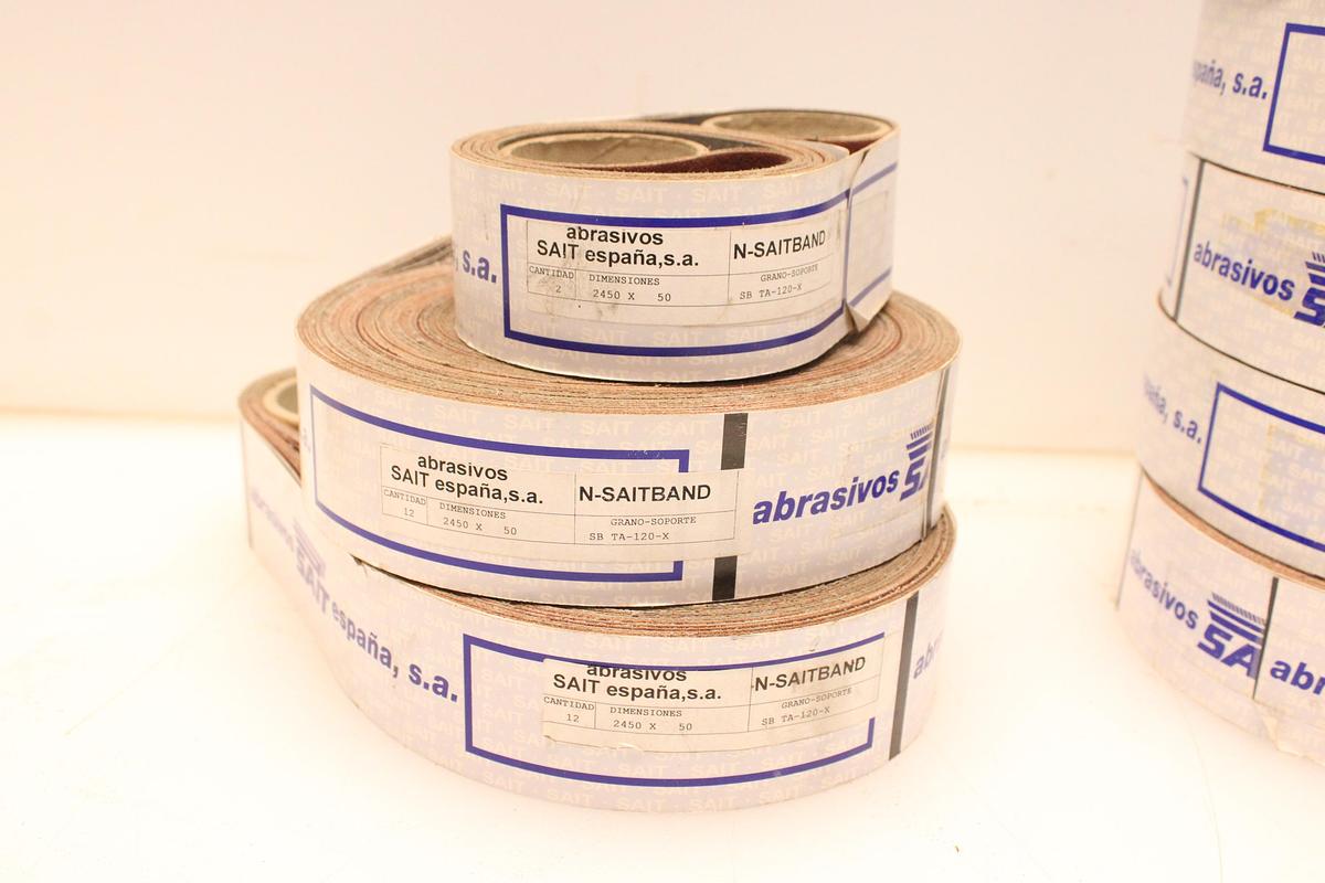 Usado Lote Abrasivos SAIT N-SAITBAND 2450x50 mm - 9 Paquetes