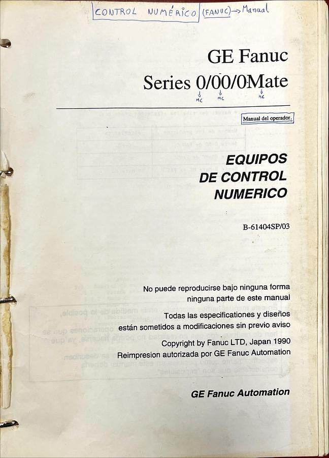 Usado Manual de Instrucciones Centro Mecanizado KONDIA B-1000