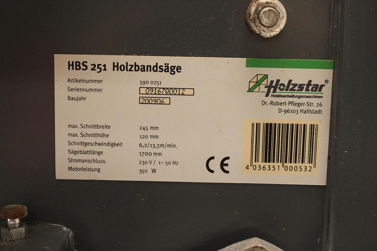 Usado Sierra Cinta Holzstar HBS 251