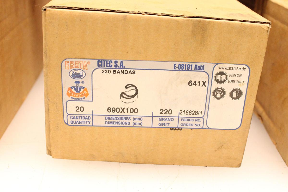 Usado Lote Bandas Abrasivas STARCKE ERSTA 690x100 mm Grano 180/220