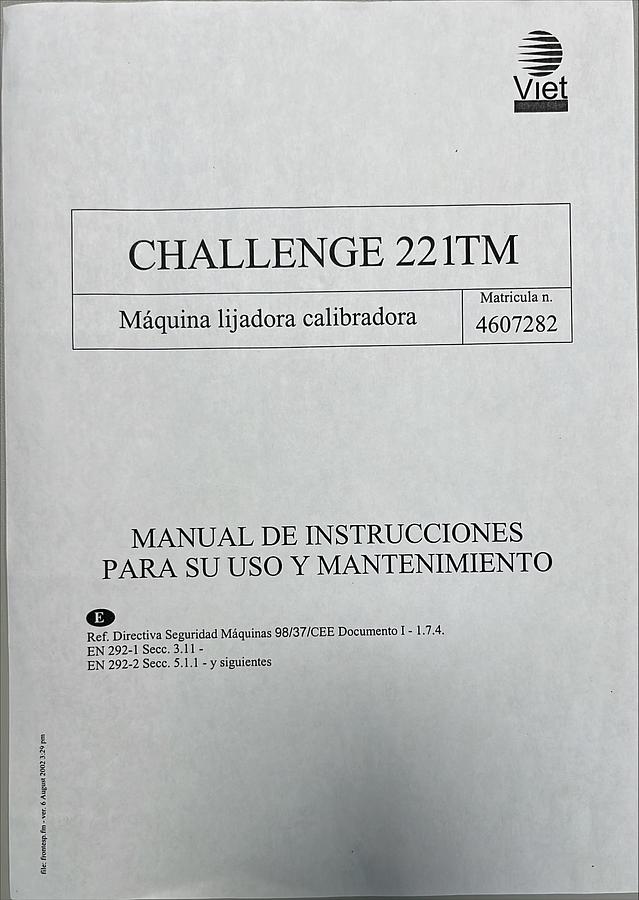 Usado Manual instrucciones Calibradora VIET Challenge 221TM