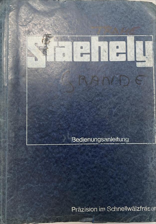 Usado Manual de Instrucciones Talladora de Engranajes STAEHELY SH281