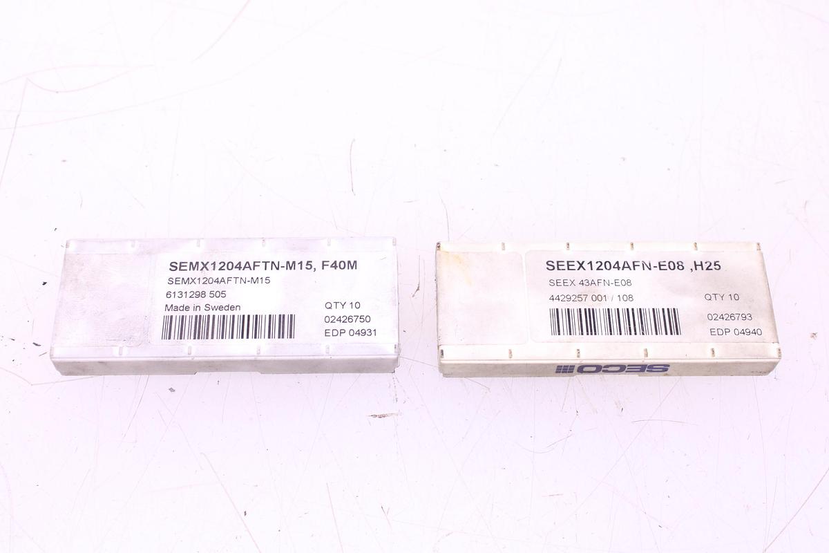 Usado Fresas Portaplaquitas SECO 80mm y 50mm Cono ISO40 + Widias SEMX1204AFTN / SEEX1204AFN