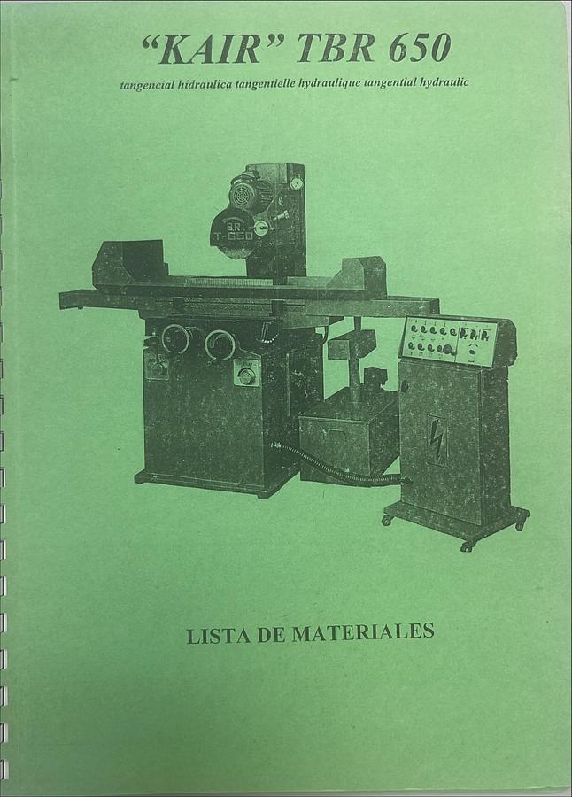 Usado Manual de Instrucciones Rectificadora Tangencial KAIR TBR 650