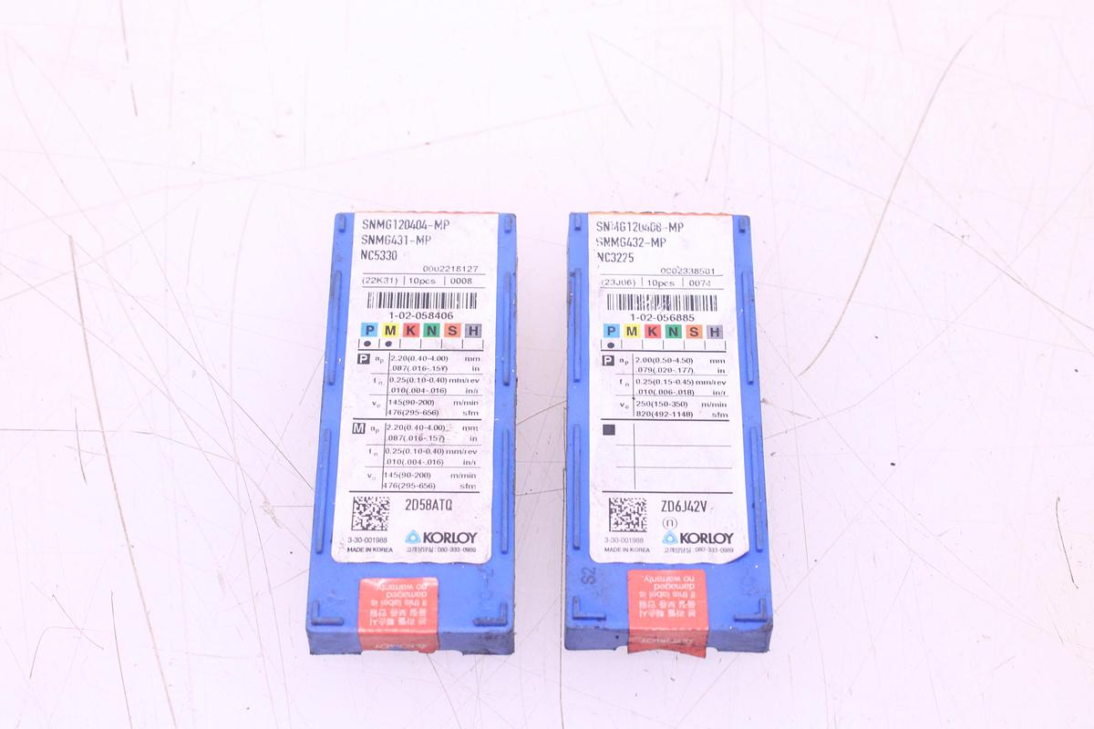 Usado Plaquitas de Widia Korloy SNMG120404 / SNMG120408