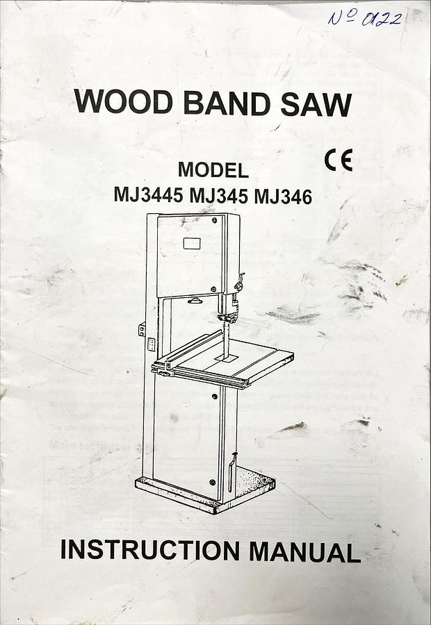 Usado Manual de Instrucciones Sierra Cinta MJ3445 / MJ345 / MJ346