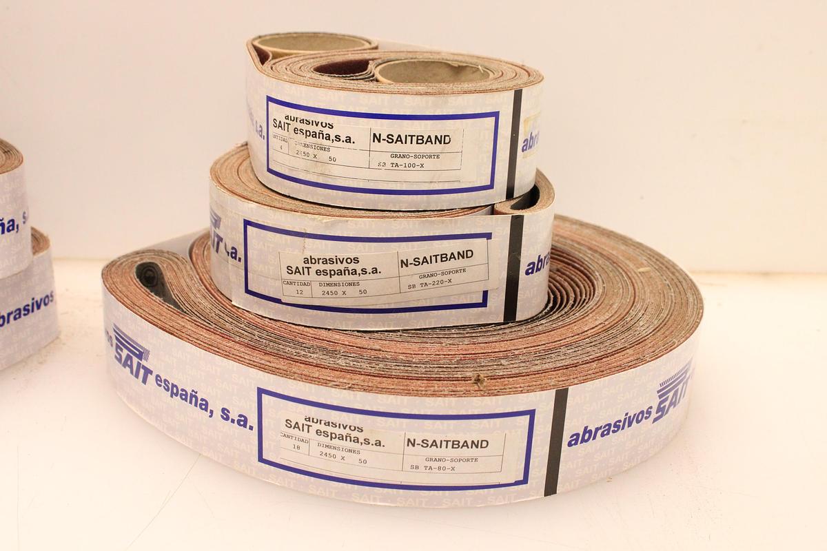 Usado Lote Abrasivos SAIT N-SAITBAND 2450x100 mm - 9 Paquetes