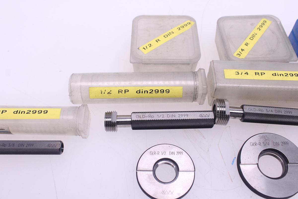 Usado Lote Calibre Anillo de Rosca + Tapón de Rosca DIN 2999