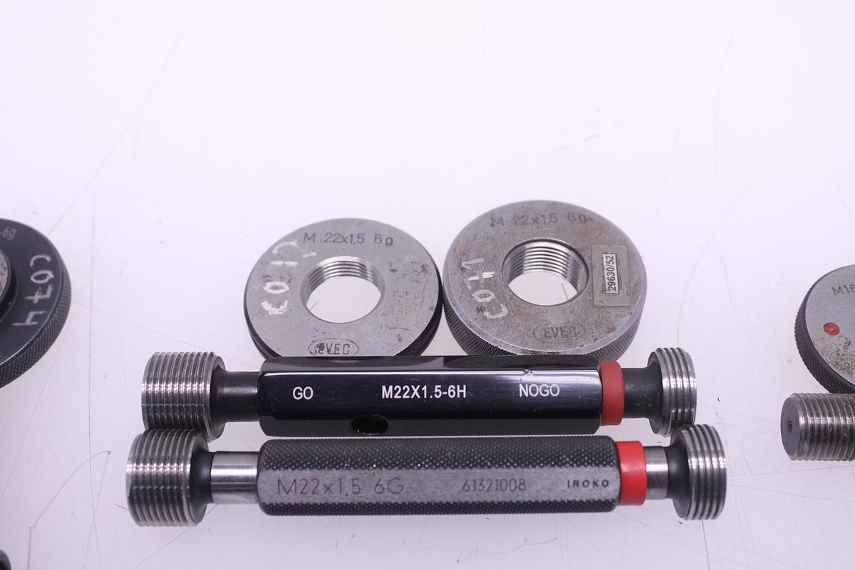 Usado Lote Calibres de Anillo Métrico + Tapones de Rosca GO / NOGO