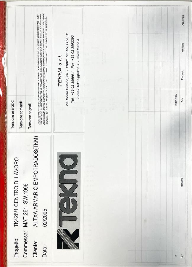 Usado Manual Instrucciones Centro Mecanizado TEKNA 426/1