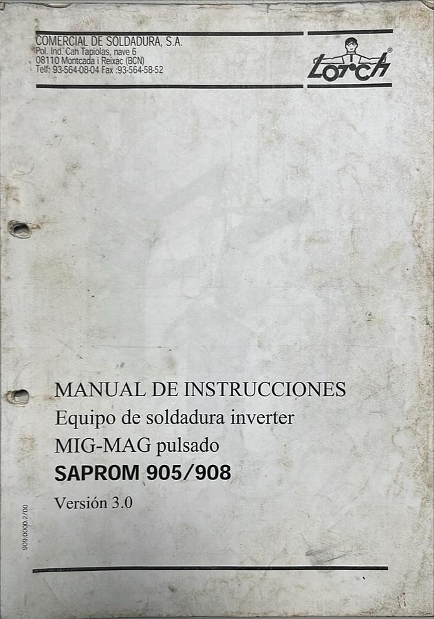 Usado Manual Instrucciones Equipo Soldadura LORCH SAPROM 905-908