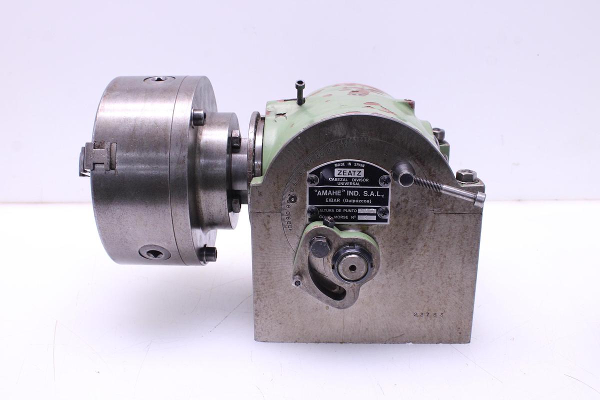 Usado Cabezal Divisor Zeatz con punto y plato 3 garras 200mm